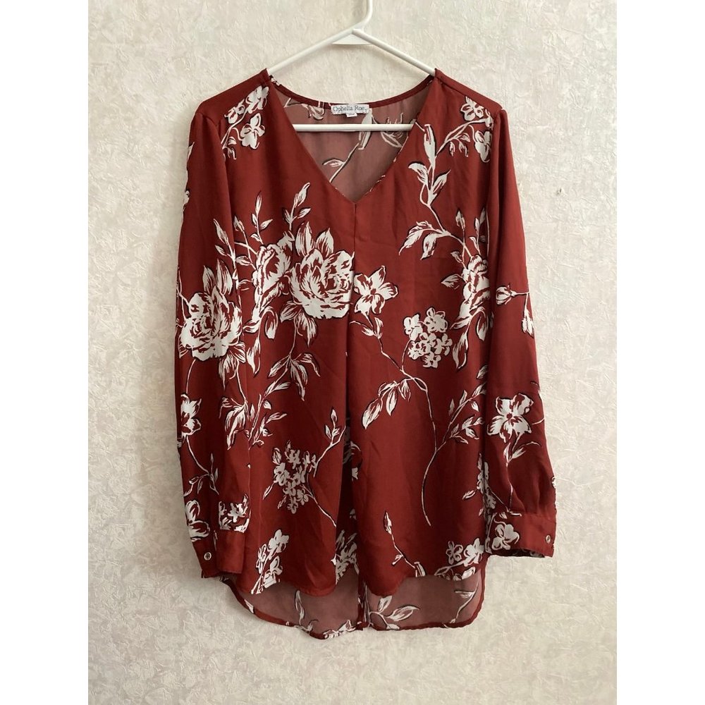 Ophelia Roe women's size large long sleeve floral top